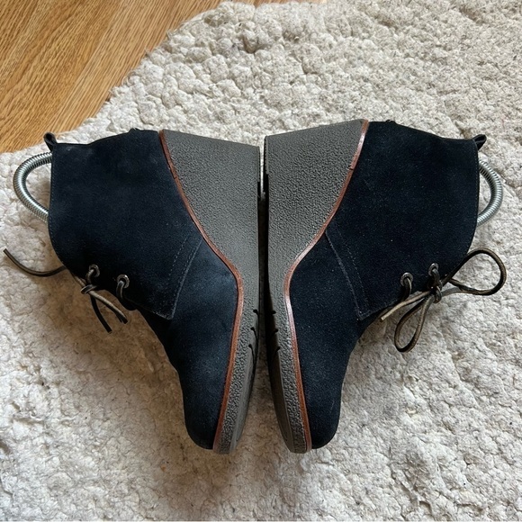 Sperry Harlow Black and Tan Suede Lace Up Wedge Booties Size 8.5 - Picture 3 of 11